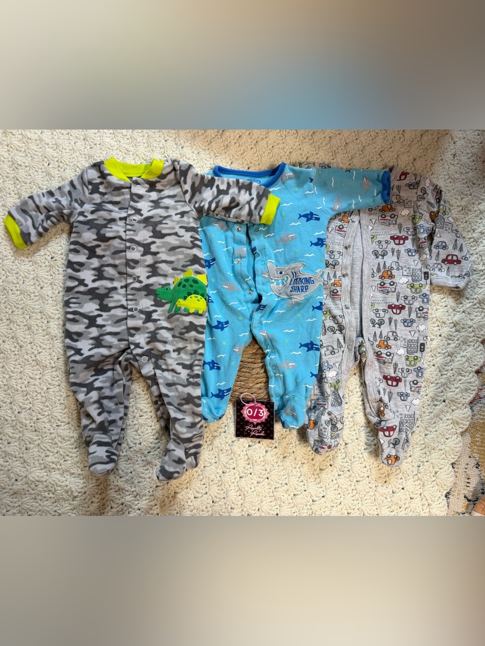 Blue Shark Print Baby One-Piece Bodysuit